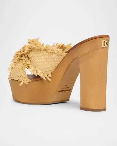 Dolce & Gabbana Knotted Crossover Raffia Platform Sandals | Thumbnail 2 Dolce & Gabbana Knotted Crossover Raffia Platform Sandals | Thumbnail 2