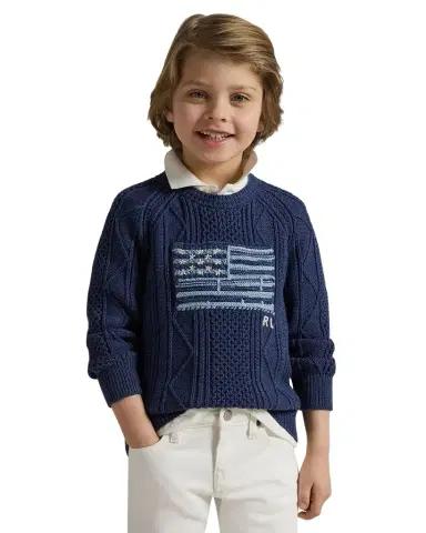Polo Ralph Lauren Boy's Cotton Faded Flag Sweater | Thumbnail 1 Polo Ralph Lauren Boy's Cotton Faded Flag Sweater | Thumbnail 1
