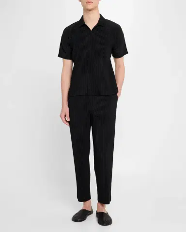 Homme Plisse Issey Miyake Men's Pleated Johnny Collar Polo Shirt | Thumbnail 2 Homme Plisse Issey Miyake Men's Pleated Johnny Collar Polo Shirt | Thumbnail 2