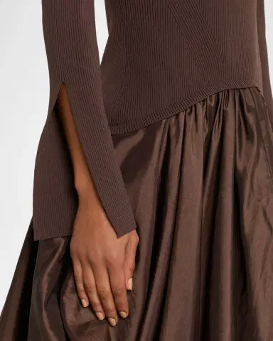 SIMKHAI Kenlie Mixed Media Bubble Midi Dress | Thumbnail 5 SIMKHAI Kenlie Mixed Media Bubble Midi Dress | Thumbnail 5