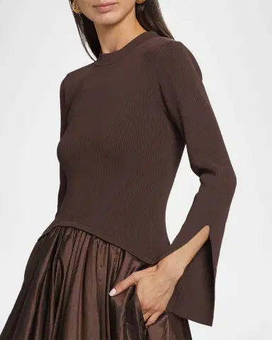SIMKHAI Kenlie Mixed Media Bubble Midi Dress | Thumbnail 6 SIMKHAI Kenlie Mixed Media Bubble Midi Dress | Thumbnail 6