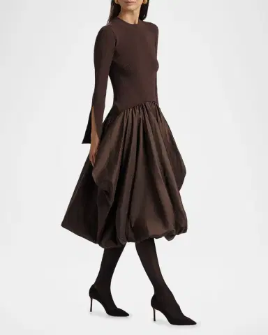 SIMKHAI Kenlie Mixed Media Bubble Midi Dress | Thumbnail 7 SIMKHAI Kenlie Mixed Media Bubble Midi Dress | Thumbnail 7