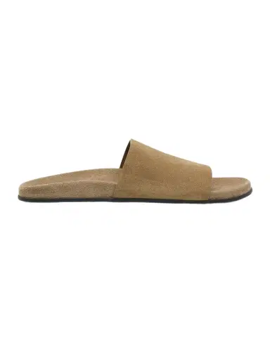 The Row Hugh Suede Flat Slide Sandals | Thumbnail 1 The Row Hugh Suede Flat Slide Sandals | Thumbnail 1