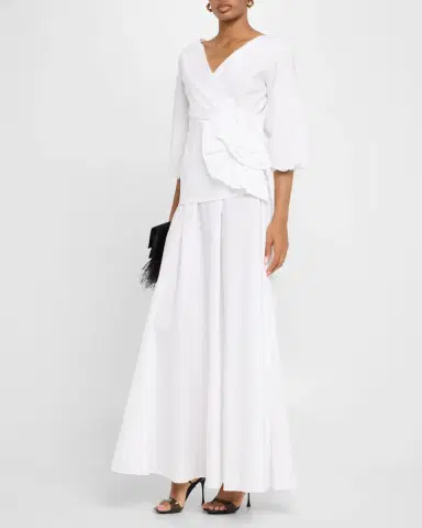 Chiara Boni La Petite Robe Flower-Embellished Stretch Cotton Maxi Dress | Thumbnail 2 Chiara Boni La Petite Robe Flower-Embellished Stretch Cotton Maxi Dress | Thumbnail 2