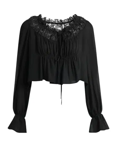 Chloe Ruched Lace Silk Peasant Blouse | Thumbnail 1 Chloe Ruched Lace Silk Peasant Blouse | Thumbnail 1