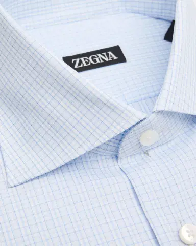 ZEGNA Men 's Cotton Small Check Dress Shirt | Thumbnail 2 ZEGNA Men 's Cotton Small Check Dress Shirt | Thumbnail 2