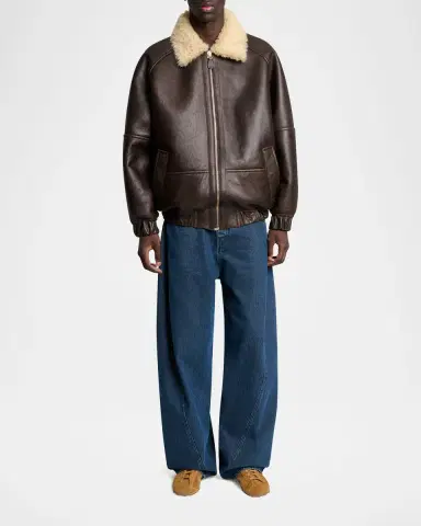 Jacquemus Men's Leather and Shearling Bomber Jacket | Thumbnail 2 Jacquemus Men's Leather and Shearling Bomber Jacket | Thumbnail 2