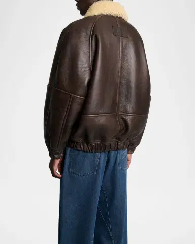 Jacquemus Men's Leather and Shearling Bomber Jacket | Thumbnail 3 Jacquemus Men's Leather and Shearling Bomber Jacket | Thumbnail 3