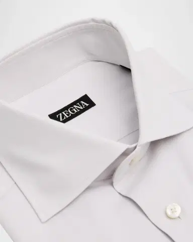 Zegna Men's Solid Cotton Twill Dress Shirt | Thumbnail 2 Zegna Men's Solid Cotton Twill Dress Shirt | Thumbnail 2