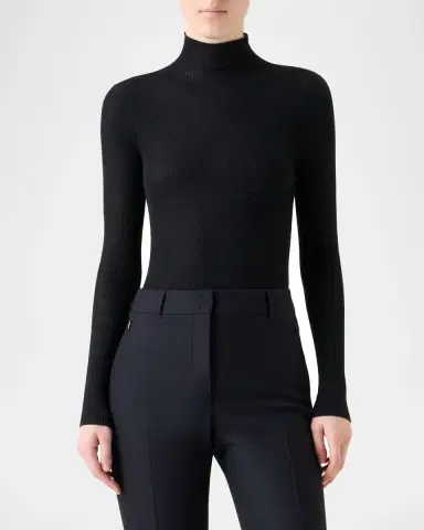 Akris Cashmere-Silk Fine Ribbed Knit Pullover | Thumbnail 4 Akris Cashmere-Silk Fine Ribbed Knit Pullover | Thumbnail 4