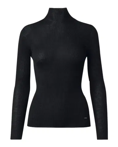 Akris Cashmere-Silk Fine Ribbed Knit Pullover | Thumbnail 1 Akris Cashmere-Silk Fine Ribbed Knit Pullover | Thumbnail 1