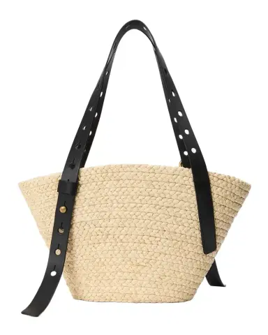 Loewe x Paula's Ibiza Punch Hole Small Basket Shoulder Bag in Raffia | Thumbnail 1 Loewe x Paula's Ibiza Punch Hole Small Basket Shoulder Bag in Raffia | Thumbnail 1