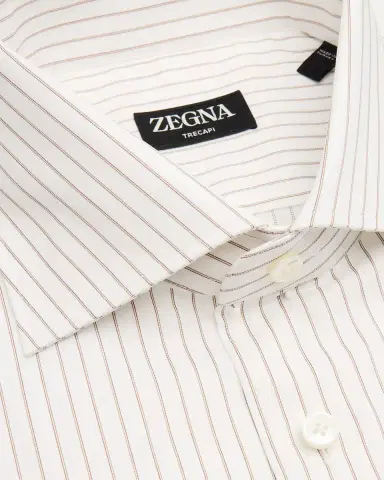 ZEGNA Men 's Trecapi Cotton Narrow Double-Stripe Dress Shirt | Thumbnail 2 ZEGNA Men 's Trecapi Cotton Narrow Double-Stripe Dress Shirt | Thumbnail 2