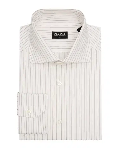 ZEGNA Men 's Trecapi Cotton Narrow Double-Stripe Dress Shirt | Thumbnail 1 ZEGNA Men 's Trecapi Cotton Narrow Double-Stripe Dress Shirt | Thumbnail 1