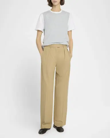 The Row Alfidis Pleated Straight-Leg Cotton-Cashmere Pants | Thumbnail 2 The Row Alfidis Pleated Straight-Leg Cotton-Cashmere Pants | Thumbnail 2