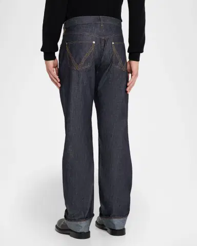 Bottega Veneta Men's Rinsed Denim Intreccio-Pocket Jeans | Thumbnail 3 Bottega Veneta Men's Rinsed Denim Intreccio-Pocket Jeans | Thumbnail 3