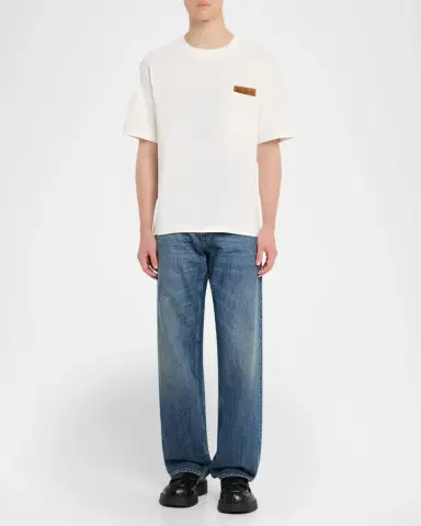 Bottega Veneta Men 's Pima Cotton Jersey Intrecciato-Pocket T-Shirt | Thumbnail 2 Bottega Veneta Men 's Pima Cotton Jersey Intrecciato-Pocket T-Shirt | Thumbnail 2