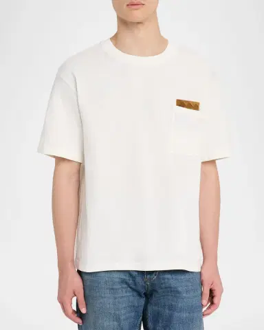 Bottega Veneta Men 's Pima Cotton Jersey Intrecciato-Pocket T-Shirt | Thumbnail 4 Bottega Veneta Men 's Pima Cotton Jersey Intrecciato-Pocket T-Shirt | Thumbnail 4