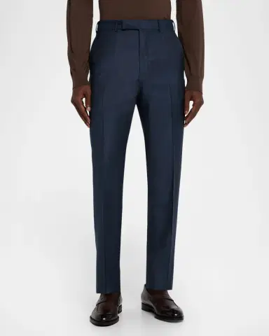 Zegna Men's Wool Sharkskin Modern Fit Trousers | Thumbnail 4 Zegna Men's Wool Sharkskin Modern Fit Trousers | Thumbnail 4
