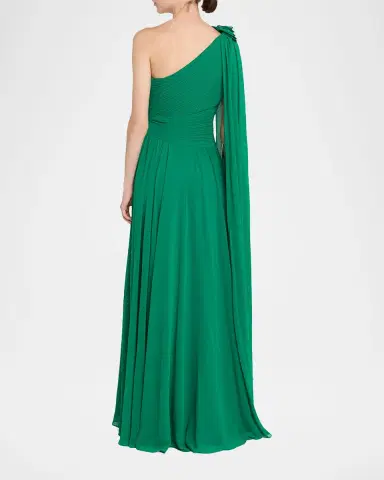 Rickie Freeman for Teri Jon Pleated Cape-Sleeve Chiffon Gown | Thumbnail 3 Rickie Freeman for Teri Jon Pleated Cape-Sleeve Chiffon Gown | Thumbnail 3