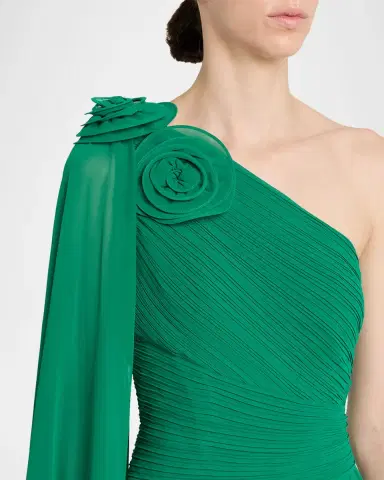 Rickie Freeman for Teri Jon Pleated Cape-Sleeve Chiffon Gown | Thumbnail 5 Rickie Freeman for Teri Jon Pleated Cape-Sleeve Chiffon Gown | Thumbnail 5