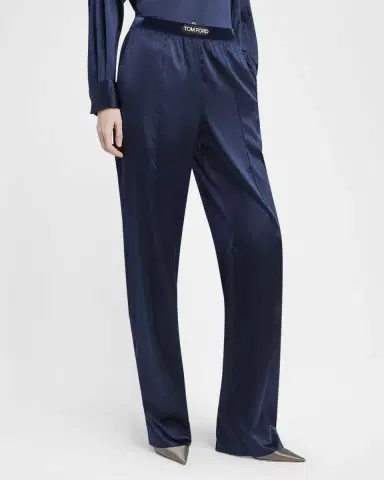 Tom Ford Logo-Banded Silk PJ Pants | Thumbnail 4 Tom Ford Logo-Banded Silk PJ Pants | Thumbnail 4