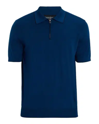 Stefano Ricci Men's Quarter-Zip Short Sleeve Polo Sweater | Thumbnail 1 Stefano Ricci Men's Quarter-Zip Short Sleeve Polo Sweater | Thumbnail 1