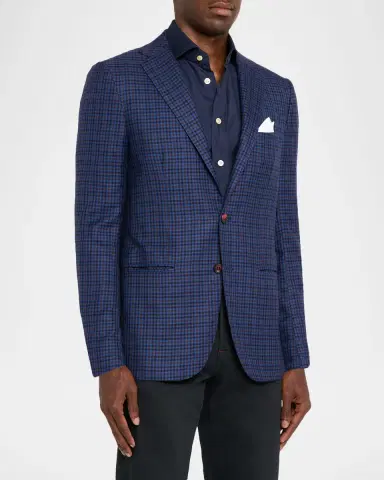 Kiton Men's Soft Cashmere Multi-Check Sport Coat | Thumbnail 4 Kiton Men's Soft Cashmere Multi-Check Sport Coat | Thumbnail 4