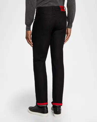 Kiton Men's Black Wash Straight-Fit Jeans | Thumbnail 3 Kiton Men's Black Wash Straight-Fit Jeans | Thumbnail 3