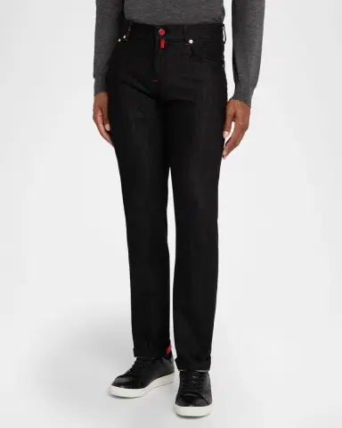 Kiton Men's Black Wash Straight-Fit Jeans | Thumbnail 4 Kiton Men's Black Wash Straight-Fit Jeans | Thumbnail 4