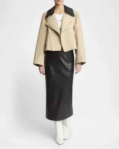 Givenchy Leather Collar Zip Cocoon Jacket | Thumbnail 2 Givenchy Leather Collar Zip Cocoon Jacket | Thumbnail 2