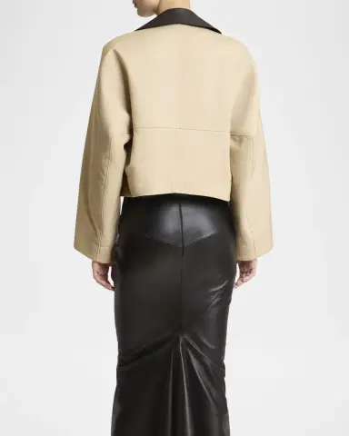 Givenchy Leather Collar Zip Cocoon Jacket | Thumbnail 3 Givenchy Leather Collar Zip Cocoon Jacket | Thumbnail 3