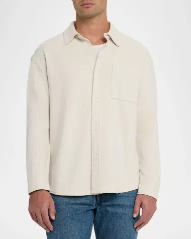 Frame Men's Cotton Waffle Texture Button-Down Shirt | Thumbnail 4 Frame Men's Cotton Waffle Texture Button-Down Shirt | Thumbnail 4