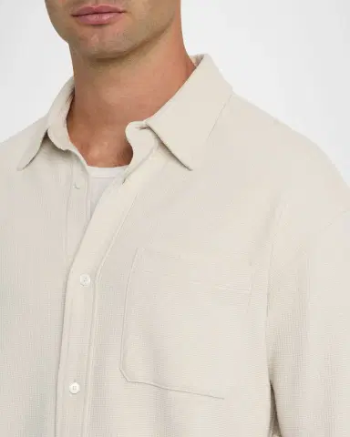 Frame Men's Cotton Waffle Texture Button-Down Shirt | Thumbnail 5 Frame Men's Cotton Waffle Texture Button-Down Shirt | Thumbnail 5