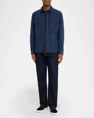 Stefano Ricci Men's Nubuck Leather Button-Front Shirt | Thumbnail 2 Stefano Ricci Men's Nubuck Leather Button-Front Shirt | Thumbnail 2