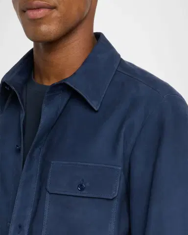 Stefano Ricci Men's Nubuck Leather Button-Front Shirt | Thumbnail 5 Stefano Ricci Men's Nubuck Leather Button-Front Shirt | Thumbnail 5