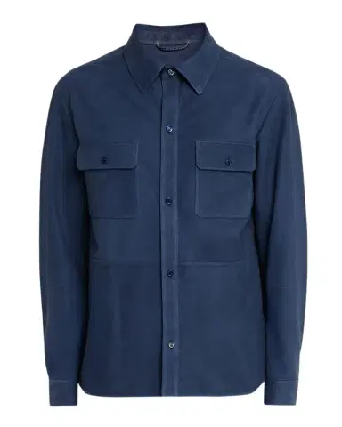 Stefano Ricci Men's Nubuck Leather Button-Front Shirt | Thumbnail 1 Stefano Ricci Men's Nubuck Leather Button-Front Shirt | Thumbnail 1