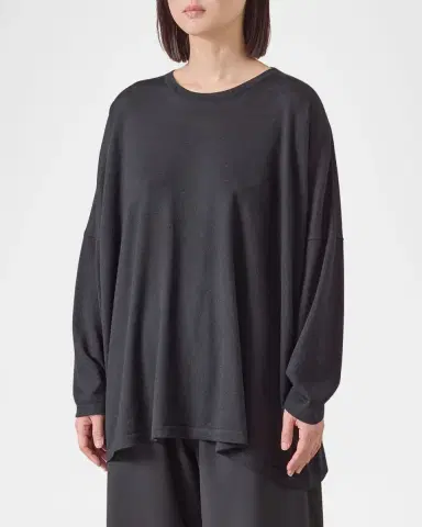 Eskandar Ultrafine Cashmere Wide Round-Neck Sweater (Mid Plus Length) | Thumbnail 4 Eskandar Ultrafine Cashmere Wide Round-Neck Sweater (Mid Plus Length) | Thumbnail 4