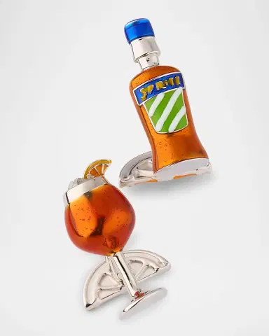 Jan Leslie Men 's Spritz Cocktail Enamel Cufflinks | Thumbnail 3 Jan Leslie Men 's Spritz Cocktail Enamel Cufflinks | Thumbnail 3