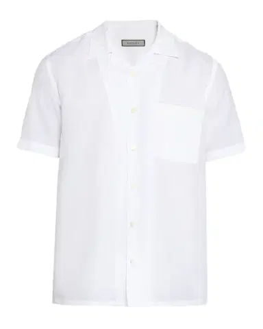 Canali Men 's Linen and Cotton Pocket Camp Shirt | Thumbnail 1 Canali Men 's Linen and Cotton Pocket Camp Shirt | Thumbnail 1