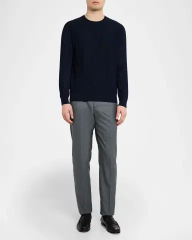 Stefano Ricci Men's Wool Straight Leg Flat-Front Pants | Thumbnail 2 Stefano Ricci Men's Wool Straight Leg Flat-Front Pants | Thumbnail 2