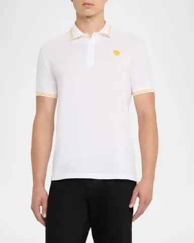Versace Men's Pop Medusa Tipped Polo Shirt | Thumbnail 4 Versace Men's Pop Medusa Tipped Polo Shirt | Thumbnail 4