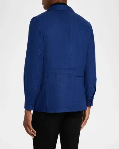 Stefano Ricci Men's Wool and Silk Flap-Pocket Chore Jacket | Thumbnail 3 Stefano Ricci Men's Wool and Silk Flap-Pocket Chore Jacket | Thumbnail 3
