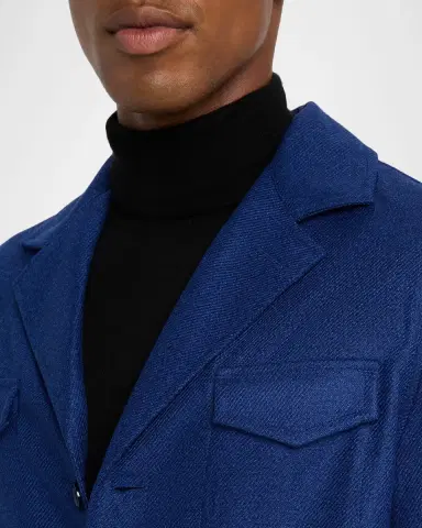 Stefano Ricci Men's Wool and Silk Flap-Pocket Chore Jacket | Thumbnail 5 Stefano Ricci Men's Wool and Silk Flap-Pocket Chore Jacket | Thumbnail 5