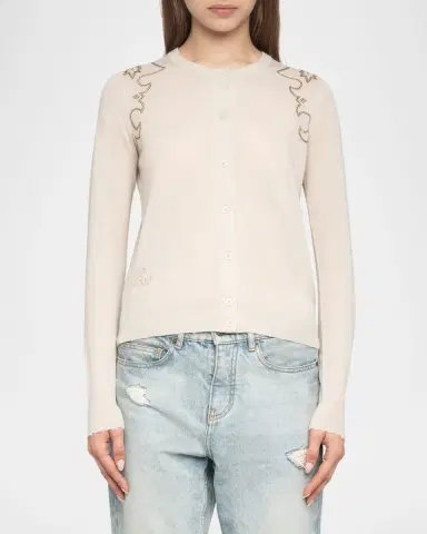 Zadig & Voltaire Missya Western Strass Cashmere Cardigan | Thumbnail 4 Zadig & Voltaire Missya Western Strass Cashmere Cardigan | Thumbnail 4
