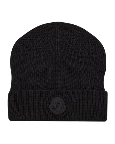 Moncler Men's Wool Beanie with Tonal Logo | Thumbnail 1 Moncler Men's Wool Beanie with Tonal Logo | Thumbnail 1