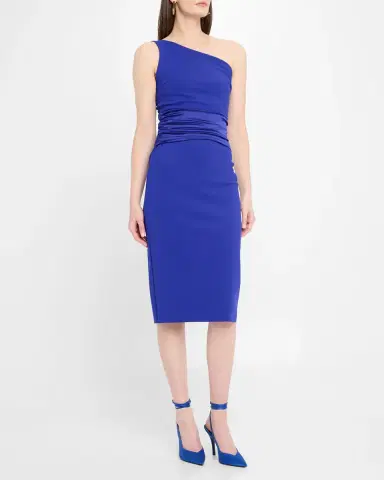 Chiara Boni La Petite Robe Ruched One-Shoulder Bodycon Satin Dress | Thumbnail 4 Chiara Boni La Petite Robe Ruched One-Shoulder Bodycon Satin Dress | Thumbnail 4