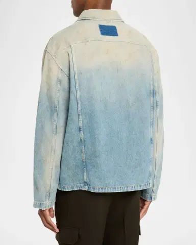 Golden Goose Men's Distressed-Effect Full-Zip Denim Jacket | Thumbnail 3 Golden Goose Men's Distressed-Effect Full-Zip Denim Jacket | Thumbnail 3