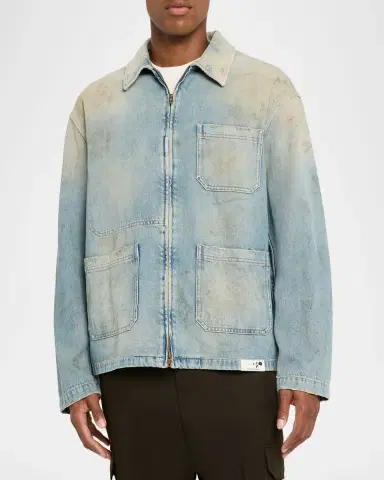 Golden Goose Men's Distressed-Effect Full-Zip Denim Jacket | Thumbnail 4 Golden Goose Men's Distressed-Effect Full-Zip Denim Jacket | Thumbnail 4