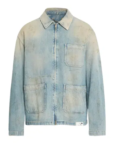 Golden Goose Men's Distressed-Effect Full-Zip Denim Jacket | Thumbnail 1 Golden Goose Men's Distressed-Effect Full-Zip Denim Jacket | Thumbnail 1